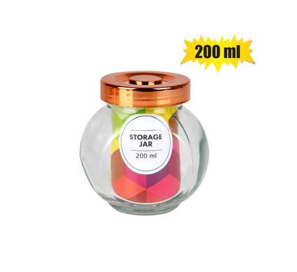 STORAGE-JAR GLS W/LID 200ml