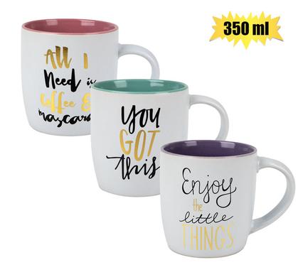 MUG DAILY TUBBY GREY GOLD EMB 350ml
