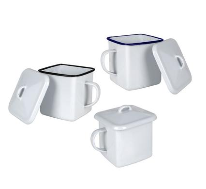 CANNISTER ENAMEL 10cm SQUARE