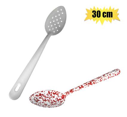 SPOON ENAMEL PERFORATED 30cm