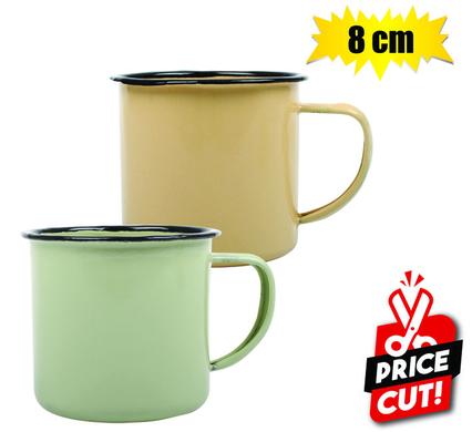 MUG ENAMEL 8cm CREAM / GREEN