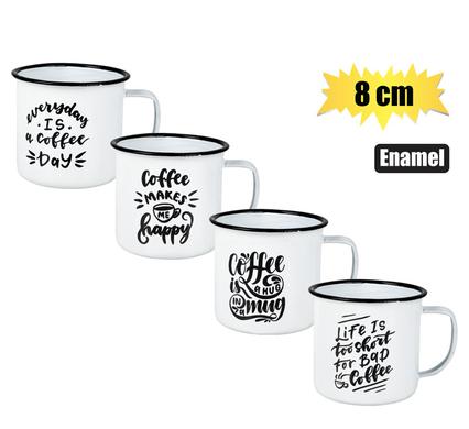 MUG ENAMEL 8cm WITH SAYINGS