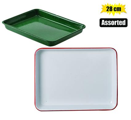 TRAY 28cm ENAMEL RECTANGULAR