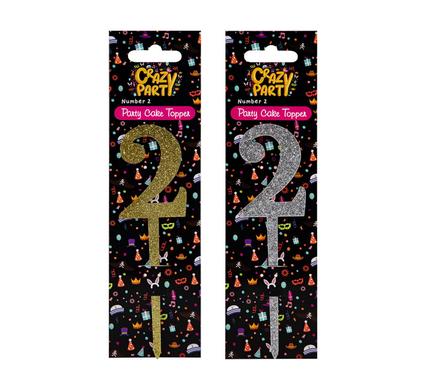 CAKE TOPPER-BIRTHDAY NUMBER 2 1PC