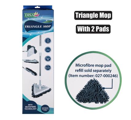 MOP MICROFIBRE TRIANGLE W/2 PADS 1.3m
