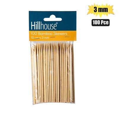 SKEWERS BAMBOO 10cm 100PCE 3mm H&L