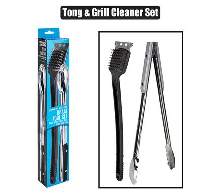 BBQ TONG AND GRILL CLEANER SET H&L