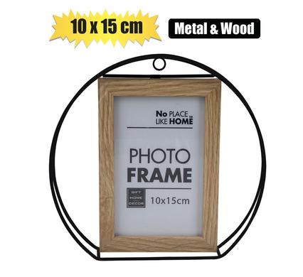 PICTURE-FRAME ROUND METAL+MDF  10x15cm