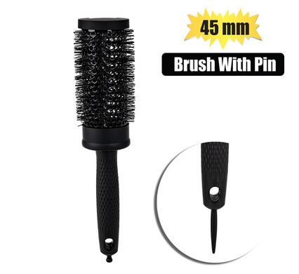 HAIR BRUSH BLACK ROUND W/PIN 45 DIA