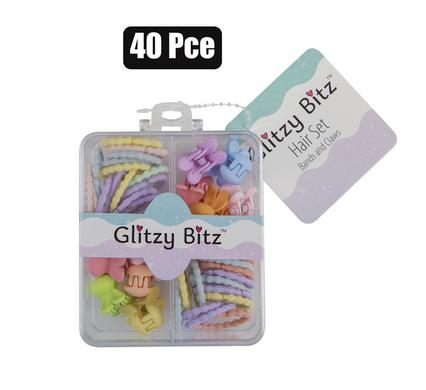 HAIR BAND SET PASTEL & CLAW CLIPS 40PC