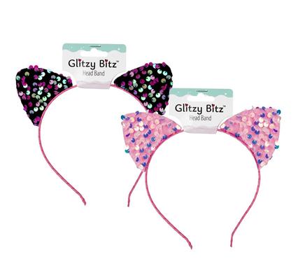 HAIR ALICE BAND SEQUIN CAT EARS