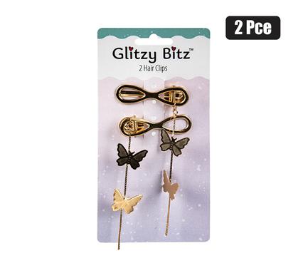 HAIR CLIPS FASHION PINS ASSTD 2PCE