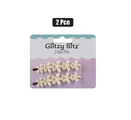 HAIR CLIPS FASHION PINS ASSTD 2PCE