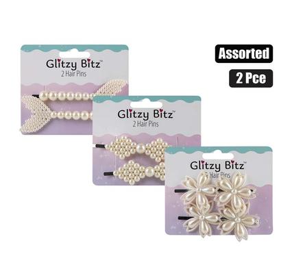 HAIR CLIPS FASHION PINS ASSTD 2PCE