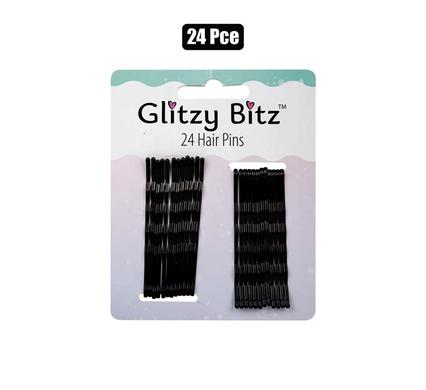 HAIR CLIPS BLACK PINS 65mm 24PC
