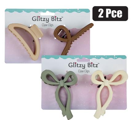 HAIR CLAW SOLID COLOURS 2PC CLAW CLIP