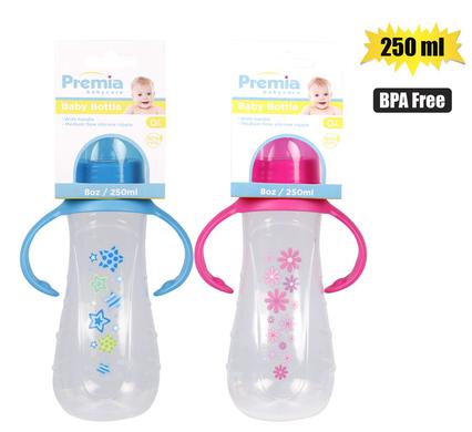 BABY FEEDING BOTTLE PL 250ml W/HANDLES