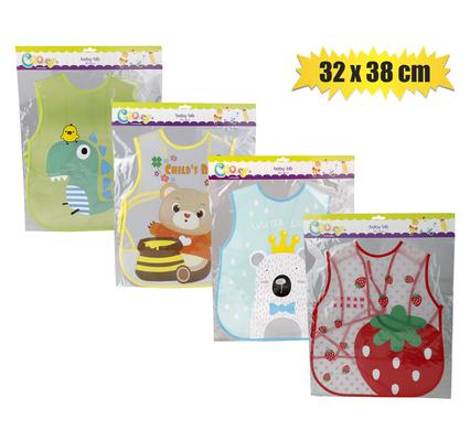 BABY BIB PRINTED ASSTD-DESIGNS 38x32cm