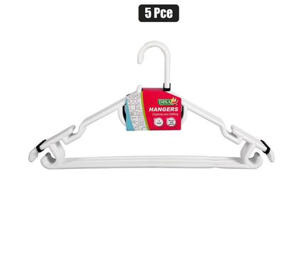 CLOTHES HANGERS PLASTIC PACK-5 WHITE
