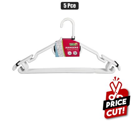 CLOTHES HANGERS PLASTIC PACK-5 WHITE