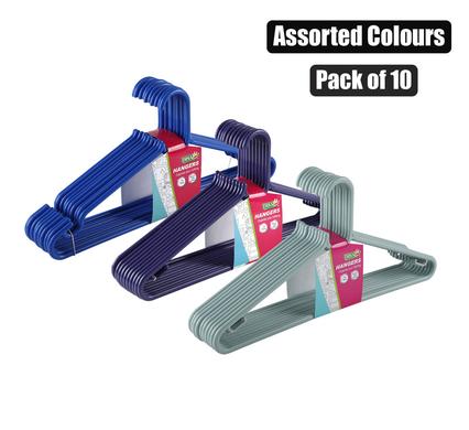 CLOTHES HANGERS PLASTIC PACK-10 ASSTD