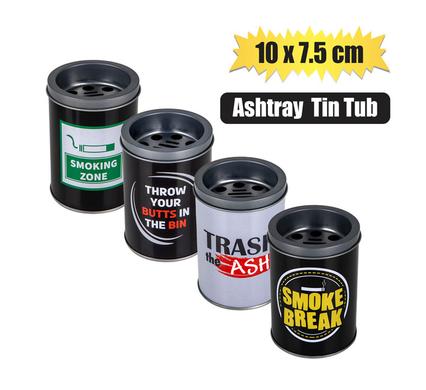 ASHTRAY TIN TUB 10x7.5cm ASSTD DESIGNS