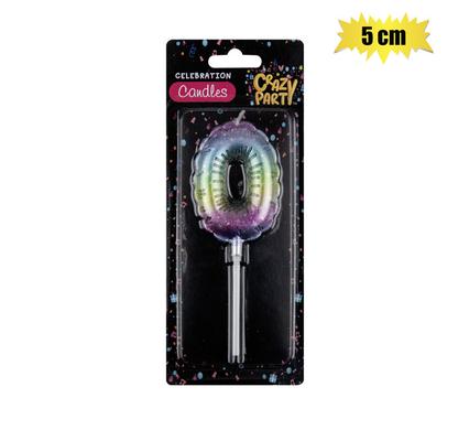 CANDLE BIRTHDAY BALLOON-0 RAINBOW 5cm