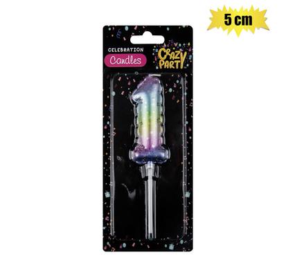 CANDLE BIRTHDAY BALLOON-1 RAINBOW 5cm