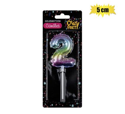 CANDLE BIRTHDAY BALLOON-2 RAINBOW 5cm