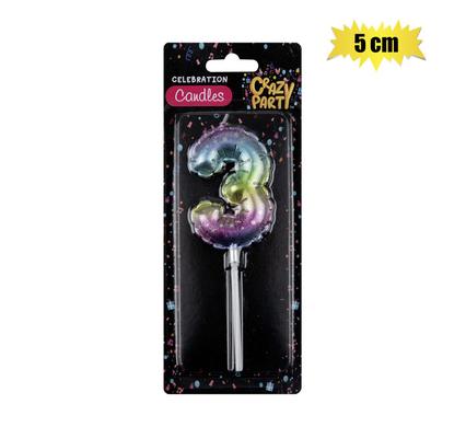 CANDLE BIRTHDAY BALLOON-3 RAINBOW 5cm
