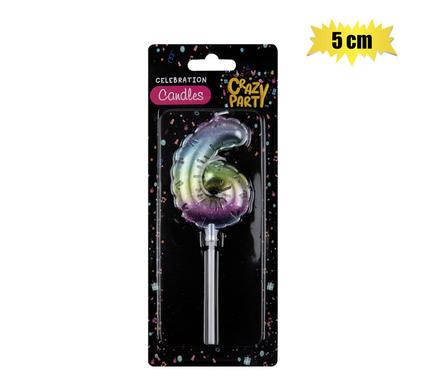 CANDLE BIRTHDAY BALLOON-6 RAINBOW 5cm