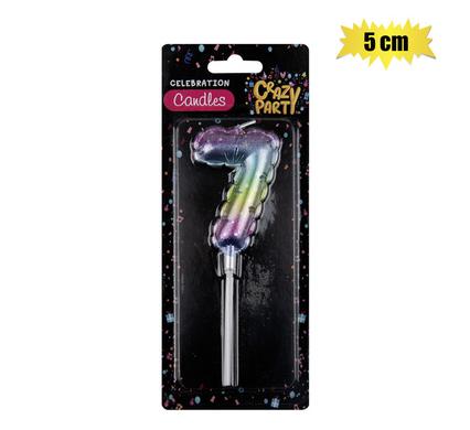 CANDLE BIRTHDAY BALLOON-7 RAINBOW 5cm