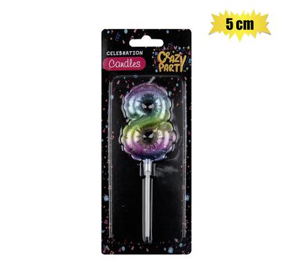 CANDLE BIRTHDAY BALLOON-8 RAINBOW 5cm