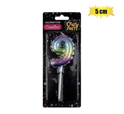 CANDLE BIRTHDAY BALLOON-9 RAINBOW 5cm