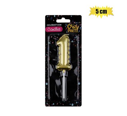 CANDLE BIRTHDAY BALLOON NO.1-GLD 5cm