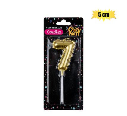 CANDLE BIRTHDAY BALLOON NO.7-GLD 5cm