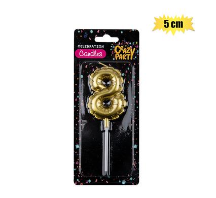 CANDLE BIRTHDAY BALLOON NO.8-GLD 5cm