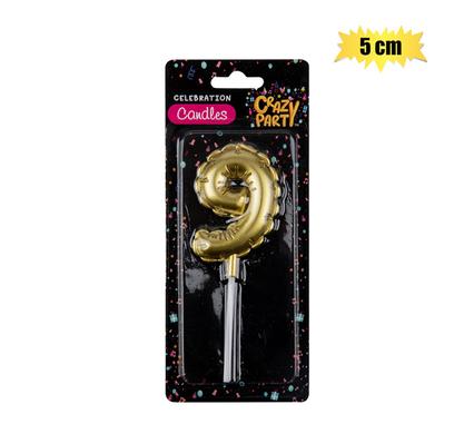 CANDLE BIRTHDAY BALLOON NO.9-GLD 5cm