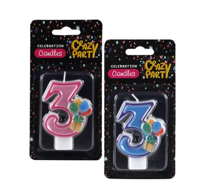 CANDLE BIRTHDAY SINGLE NUMBER-3 KIDDIES