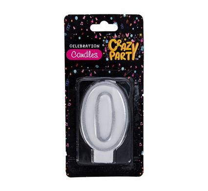CANDLE BIRTHDAY SINGLE NUMBER-0 SILVER