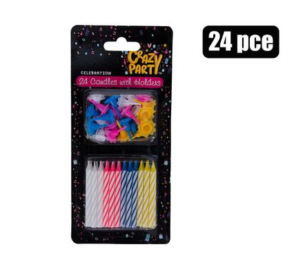 CANDLE BIRTHDAY 24CANDLES+HOLDERS