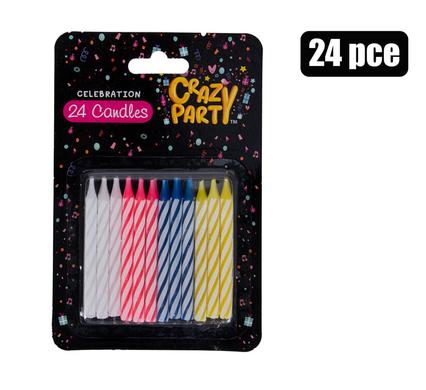 CANDLE BIRTHDAY PLAIN 24PCE