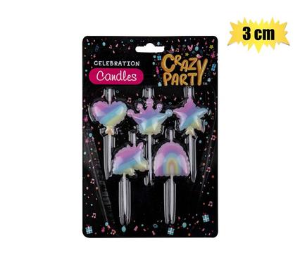 CANDLE BIRTHDAY SHAPES RAINBOW ASTD 3cm