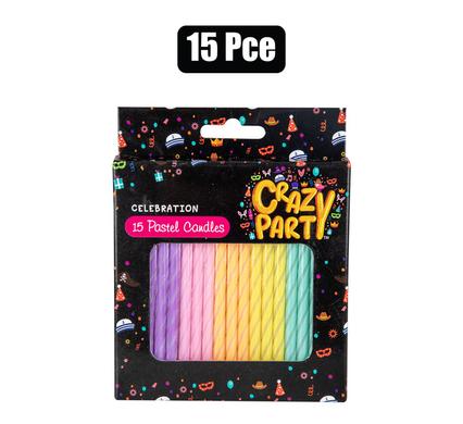 CANDLE BIRTHDAY PASTEL 15PCE