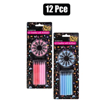 CANDLE BIRTHDAY 12 CANDLES+HOLDERS