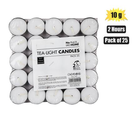 CANDLE TEA-LIGHT WHITE OPP 10g-25