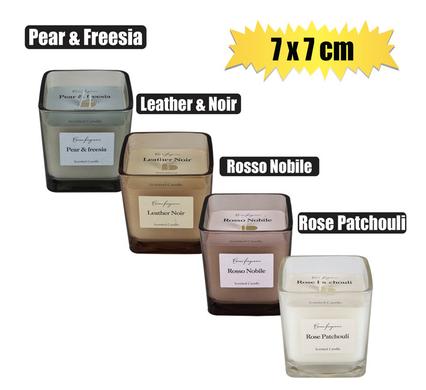 CANDLE IN GLASS SQAURE 7x7cm SCENTED
