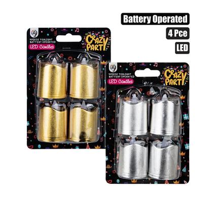 CANDLE ARTIFICIAL METALLIC B/O LED 4PCE