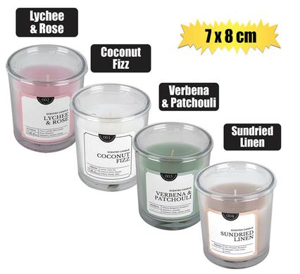 CANDLE IN GLASS ROUND 7x8cm SCENTED