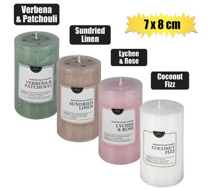CANDLE PILLAR ROUND ASSTD 7x8cm SCENTED